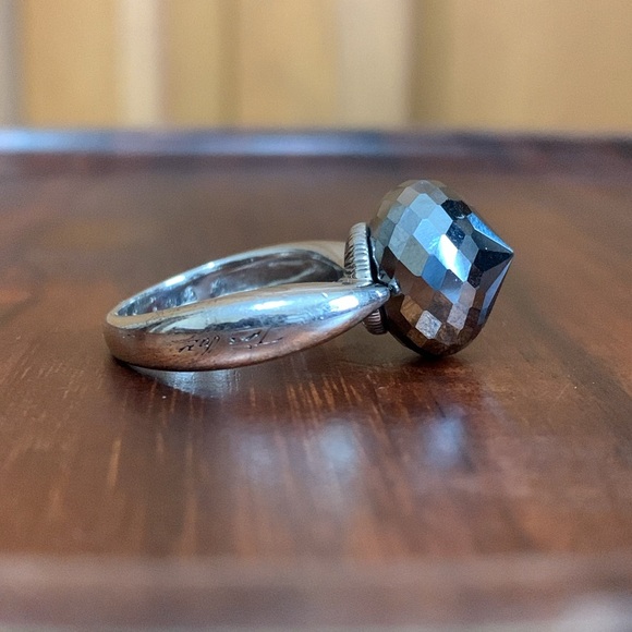 Lencia 925 silver ring with gray faceted stone size 6.5 - Picture 5 of 10